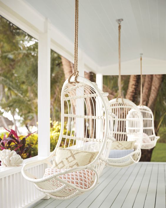 Hanging Rattan Chair | Serena & Lily | Covetboard