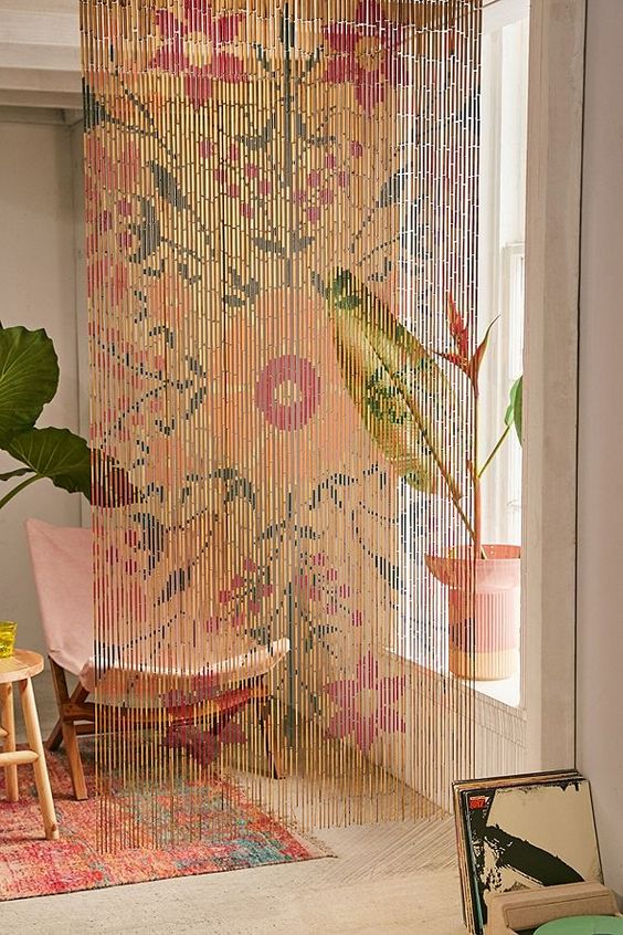 Rosa Floral Bamboo Beaded Curtain | Covetboard