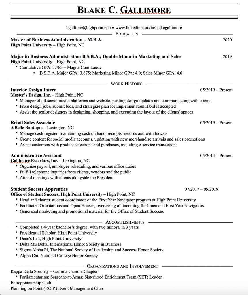 Blake Gallimore Resume