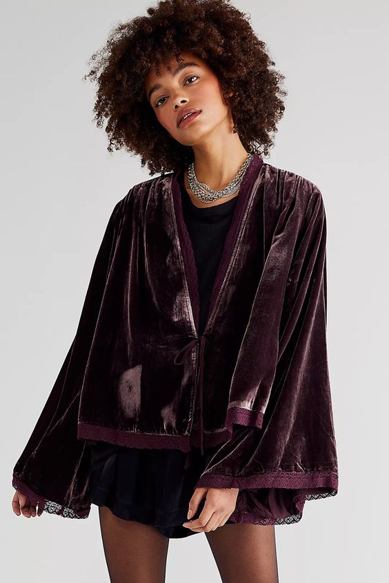 Velvet Bed Jacket | Free People | Covetboard Fashion